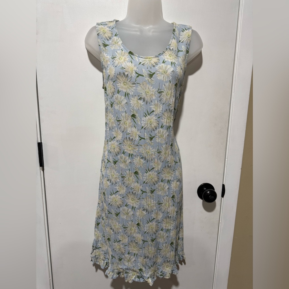 Rabbit Rabbit Rabbit Pale Blue Floral Maxi Dress with White and Yellow Daisies